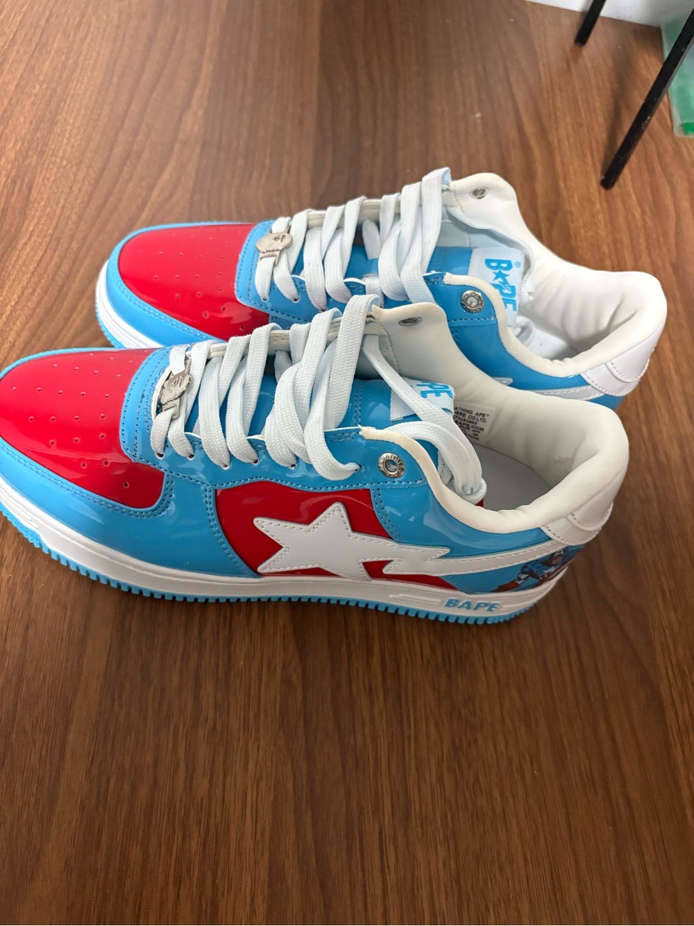 Bape Kids Colorblock Sneakers in Red, Blue & White - Picture 2 of 4